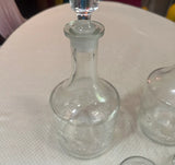 Pair of Crystal Glass Decanters and Cognac Glasses- Set of 4