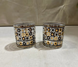 Pair of 1970s Georges Briard Gold, Black, and White Lowball Glasses