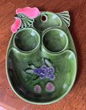 Vintage Green Ceramic Deviled Egg Chicken Plate