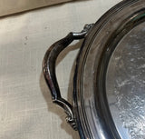 Pair of Large Round Silver Etched Serving Trays