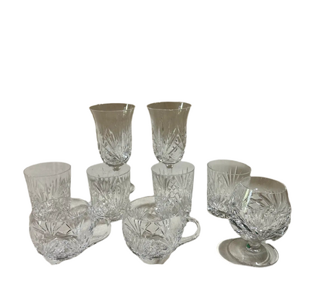 Collection of Detailed Champagne Glasses, Mugs, Etc- Set of 9