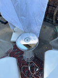 Pair of Lucite Miami Vice Swan Chairs With Standing Clock Side Table