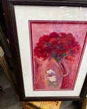 Vintage Red and Pink Floral Framed Print
