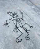 Handmade Black Metal Figurative Flat Sculpture