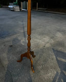 Vintage MCM Tall Wooden Coat Rack With Brass Hooks