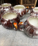 Collection of Vintage Purple Pottery Mugs- Set of 8