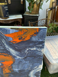 Blue and Orange Abstract Canvas Painting