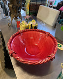 Tomato Red Articulated Rope Edge Decorative Bowl Made in Italy