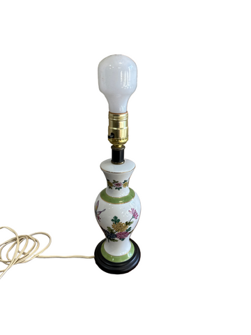 Small Ceramic Vintage Floral Table Lamp with Butterfly Accents