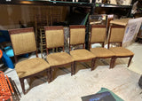 Collection of Wooden Greek Key Dining Chairs, Needs Reupholstery- Set of 5