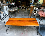 Vintage Metal and Wooden Jon Risley Figurative Bench