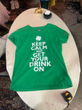 St. Patrick's Day "Keep Calm" T-Shirt, Women's Size XL