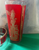 1970s Asian Culver Thai Goddess Glass and Bowl Pair