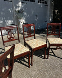 Antique Harp Lyre Back Wooden Dining Chairs- Set of 4