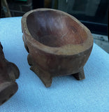 1970s Pair of Wooden Hand Carved Pig Catchalls