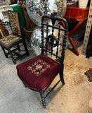 Vintage Needlepoint Chair With Wooden Hand Carved Accents