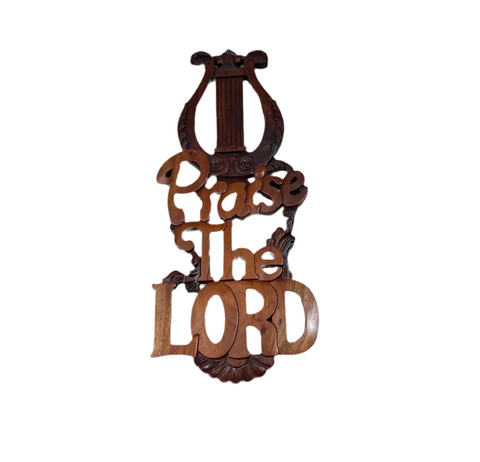 Wooden Hand Carved "Praise the Lord" Wall Hanging