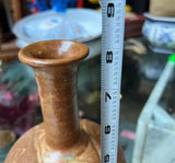 Small Brown Ceramic Boho Chic Vase, Signed by the Artist