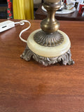 Vintage 1970s Brass and Marble Hurricane Lamp