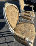 Pair of Vintage White Wooden Chairs With Designed Fabric
