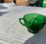 Emerald Green Glass Pair of Mugs for Punch or Coffee