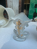 Pair of Gold and White Ceramic Vases