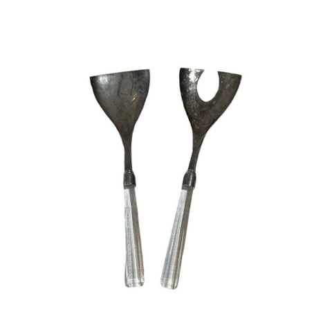 Pair of Lucite and Silver Serving Utensils