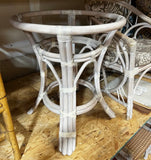 Palm Beach Collection Corset Back Looped Arms Ficks Reed Style Dining Set With Glass Top