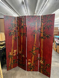 Crimson Red Bamboo Themed Room Divider Coromandel Screen