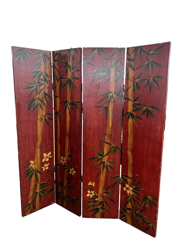 Crimson Red Bamboo Themed Room Divider Coromandel Screen