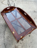 Glass Top Folding Wooden Tray Table
