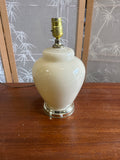 Vintage White Ceramic Table Lamp with Silver Base