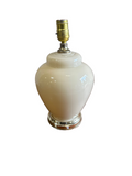 Vintage White Ceramic Table Lamp with Silver Base