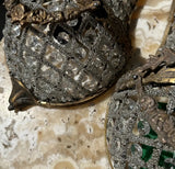 Vintage Gold Metal and Crystal Small Basket Style Wall Sconces
