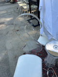 Pair of Lucite Miami Vice Swan Chairs With Standing Clock Side Table