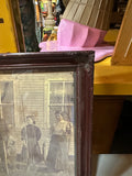 Vintage Black and White Print of Family in Wooden Frame