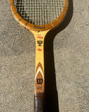 Collection of Vintage Wooden Wilson Tennis Rackets With Cover and Blue and Yellow Accents