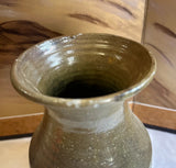 Vintage Hand Made Brown Ceramic Detailed Pottery Vase