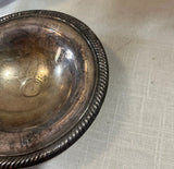Trio of Silver Serving Bowls and Tray With Etched Rims