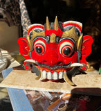 Vintage Balinese Barong Rangda Mask Art Piece on Stand