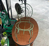 Green Metal Wired Chair Plant Stand