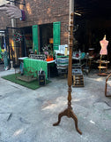 Vintage MCM Tall Wooden Coat Rack With Brass Hooks