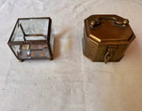 Pair of Decorative Boxes, Brass and Glass