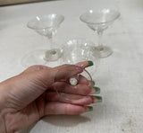 Trio of Small Champagne Glasses With Etched Leaf Details, 1970s