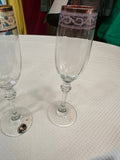 Beautiful Collection of Italian Cristalleria Fumo Handmade Champagne Glasses With Gold and Multi Colored Rims