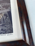 African Black and White Print in Wooden Framed, Signed by Artist