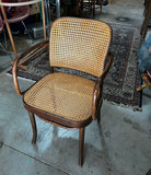 1970s Vintage Prague Model Wooden and Caned Accent Chair