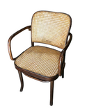 1970s Vintage Prague Model Wooden and Caned Accent Chair