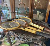 Vintage Spalding and Davis Trio of Wooden Tennis Rackets