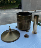 Vintage Footed Pierced Brass Coal Scuttle Bucket and Tall Duck Matchstick Holder